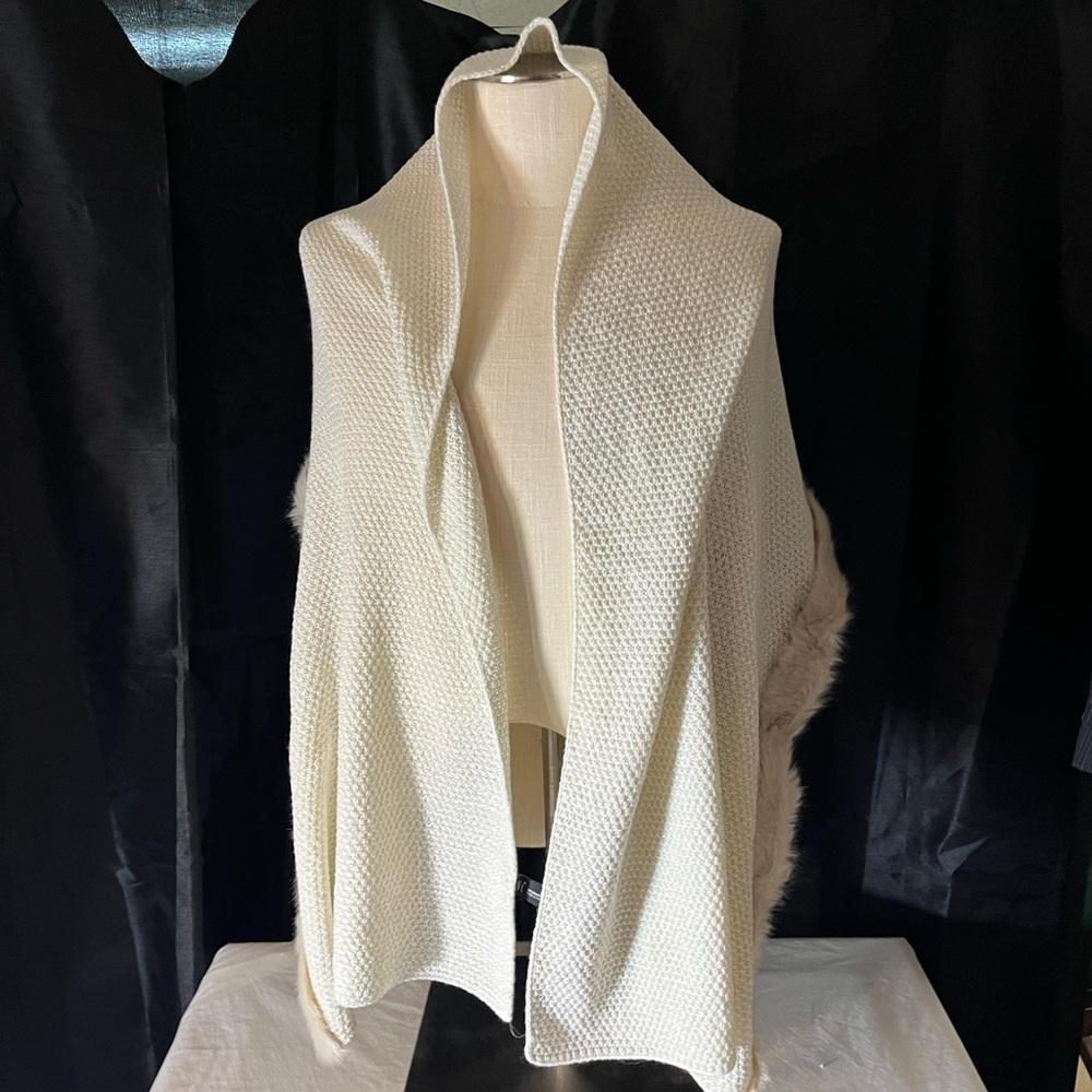 INC International Concepts Cream Knit Shawl - Picture 2 of 7